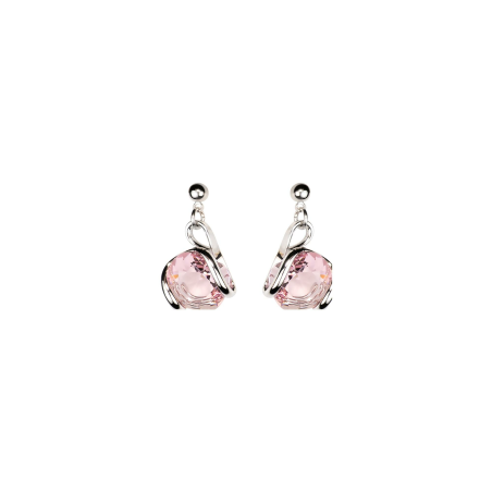 Marazzini - Boucles d'oreilles métal rhodié, cristaux rose clair - Réf RHMINROOE1