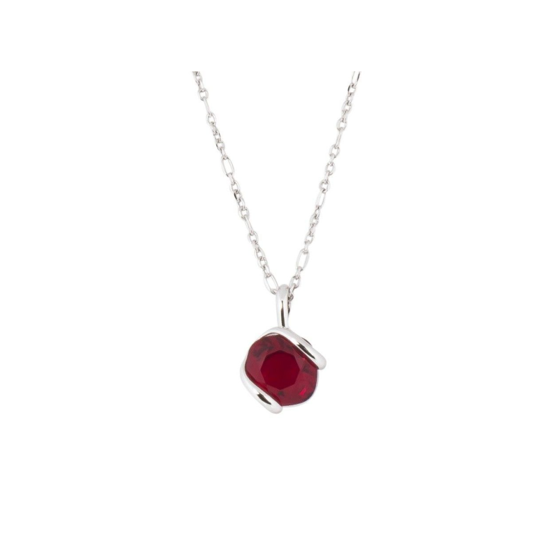 Marazzini - Collier métal rhodié, cristal rouge - Réf RHMINSMCDI