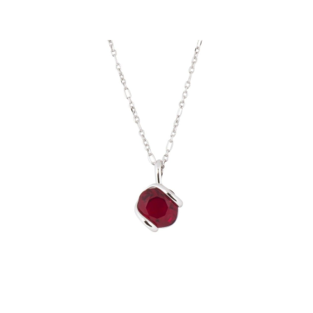 Marazzini - Collier métal rhodié, cristal rouge - Réf RHMINSMCDI