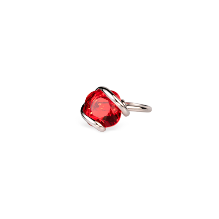 Marazzini - Bague métal rhodié, cristal rouge - Réf RHMINSMRSW