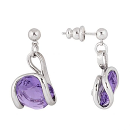 Marazzini - Boucles d'oreilles métal rhodié, cristal lilas - Réf RHMINTAOE1