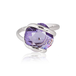 Marazzini - Bague métal rhodié, cristal lilas - Réf RHMINTARSW