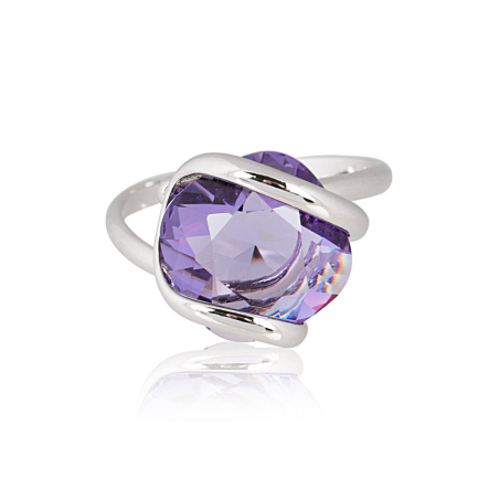 Marazzini - Bague métal rhodié, cristal lilas - Réf RHMINTARSW