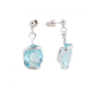 Marazzini - Boucles d'oreilles métal rhodié, cristal aigue marine - Réf RHMOVLTOE1