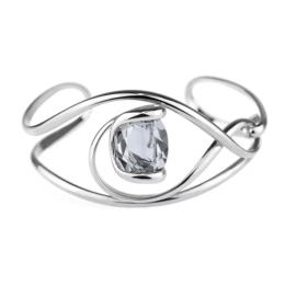 Marazzini - Bracelet métal rhodié, cristal bleu saphir - Réf RHMOVSABR2