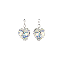 Marazzini - Boucles d'oreilles métal rhodié, coeurs cristal AB - Réf RHSCOABOE1