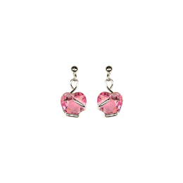 Marazzini - Boucles d'oreilles métal rhodié, coeurs cristal rose - Réf RHSCOFUOE1