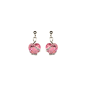 Marazzini - Boucles d'oreilles métal rhodié, coeurs cristal rose - Réf RHSCOFUOE1