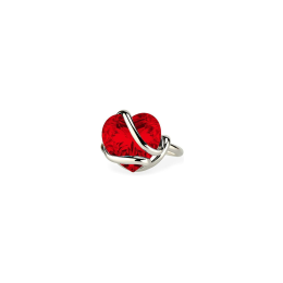 Marazzini - Bague métal rhodié, coeurs cristal light siam - Réf RHSCOLSRSW