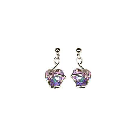 Marazzini - Boucles d'oreilles métal rhodié, coeurs cristal vitrail clair - Réf RHSCOVLOE1