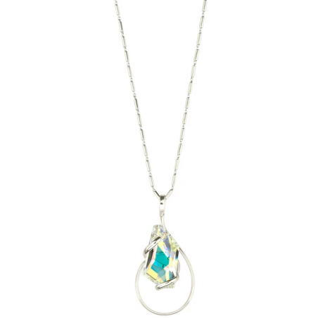 Marazzini - Collier métal rhodié, cristal aurore boréale - Réf RHSDEABCDI