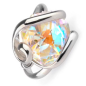 Marazzini - Bague ajustable, métal rhodié, cristal aurore boréale - Réf RHSOCABRDW