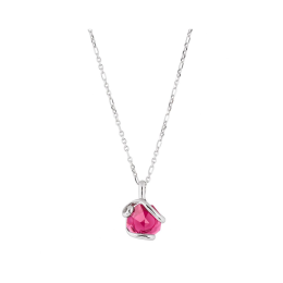 Marazzini - Collier métal rhodié, cristal rose fuchia - Réf RHSOCRECDI