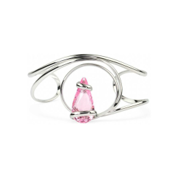 Marazzini - Bracelet ajustable, métal rhodié, cristal rose - Réf RHSFLROBAU