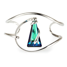 Marazzini - Bracelet ajustable, métal rhodié, cristal spike bermuda - Réf RHSSKBBBR1