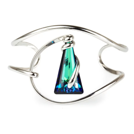 Marazzini - Bracelet ajustable, métal rhodié, cristal spike bermuda - Réf RHSSKBBBR1