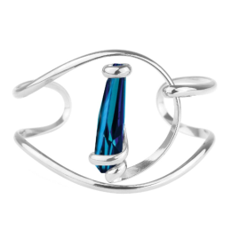 Marazzini - Bracelet ajustable, métal rhodié, cristal bleu bermude - Réf RHSSTBBBR1