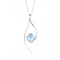 Marazzini - Collier métal rhodié Riflessi, cristal bleu clair - Réf RHRIFAQC14
