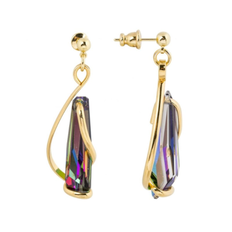 Marazzini - Boucles d'oreilles métal doré Stalattite, cristal vitrail - Réf GOSSTVMOE1