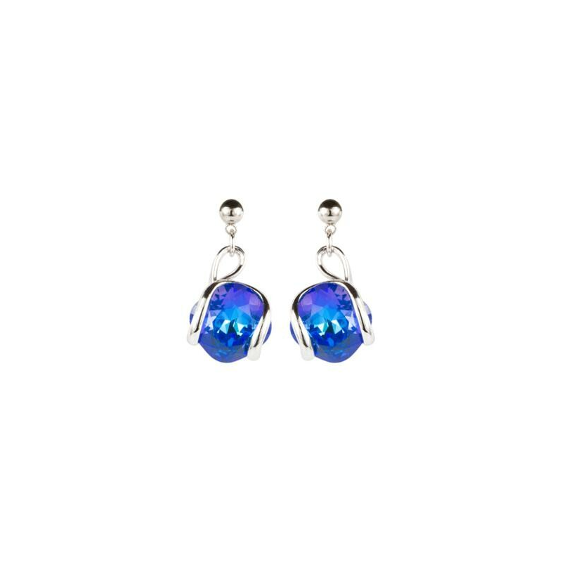 Marazzini - Boucles d'oreilles métal doré, cristal bleu - Réf RHMINBDOE1