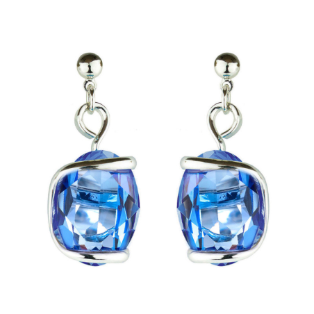 Marazzini - Boucles d'oreilles métal doré, cristal bleu saphir - Réf RHMOVSAOE1