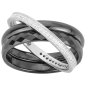 Phebus - Bague céramique noir et argent 925, oxyde de zirconium - T52 - Réf 1-12-0158-N