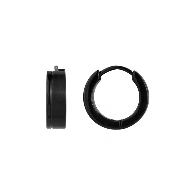 Phebus - Boucles d'oreilles créoles, acier noir - Réf 87-0016