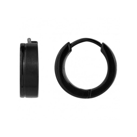 Phebus - Boucles d'oreilles créoles, acier noir - Réf 87-0016