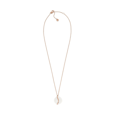 Skagen - Collier verre blanc et acier doré rose - Réf SKJ1813791