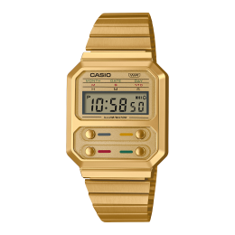 Casio - Montre Mixte  Vintage acier doré - ref A100WEG-9AEF