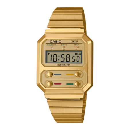 Casio - Montre Mixte  Vintage acier doré - ref A100WEG-9AEF