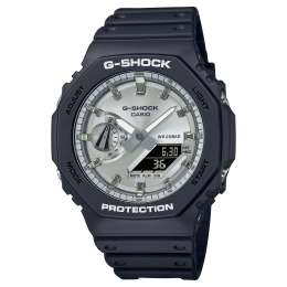Casio - Montre Homme  G-Shock 2100 Black & Silver - ref GA-2100SB-1AER