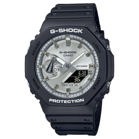Casio - Montre Homme  G-Shock 2100 Black & Silver - ref GA-2100SB-1AER