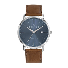 Certus - Montre Homme  bleue cuir marron - ref 611054