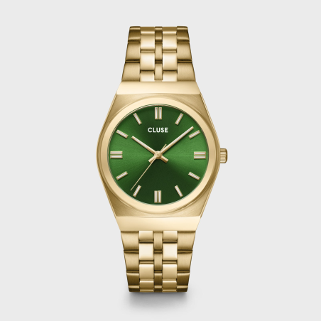 Cluse - Montre Femme  Retro 70's verte acier doré - ref CW35105