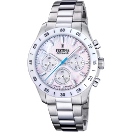 Festina - Montre Femme  Ceramic nacrée bracelet en acier - ref F20693/1
