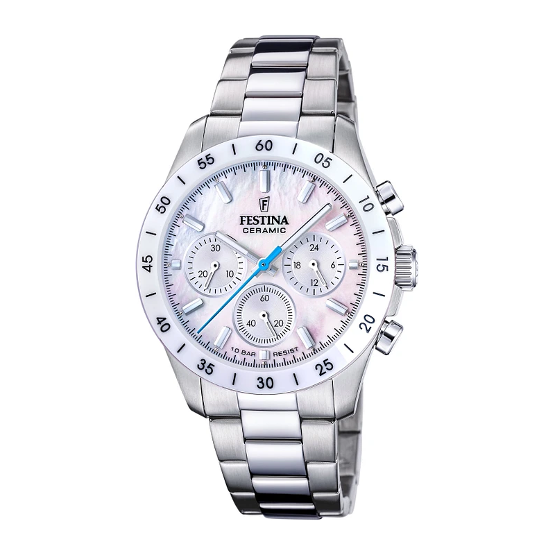 Festina - Montre Femme  Ceramic nacrée bracelet en acier - ref F20693/1