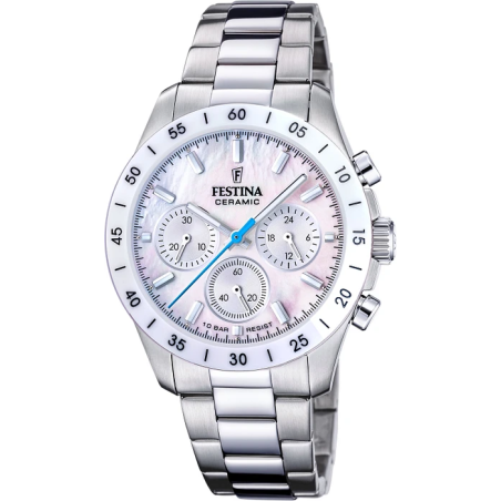 Festina - Montre Femme  Ceramic nacrée bracelet en acier - ref F20693/1