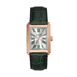 Fossil - Montre Homme  Carraway grise cuir croco vert - ref FS6077