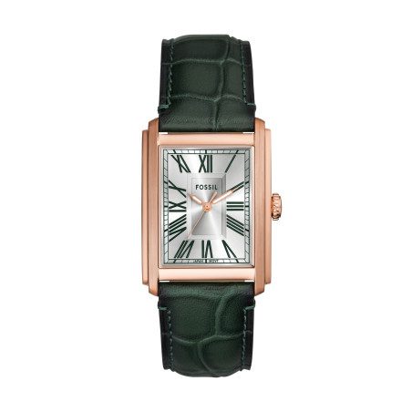 Fossil - Montre Homme  Carraway grise cuir croco vert - ref FS6077