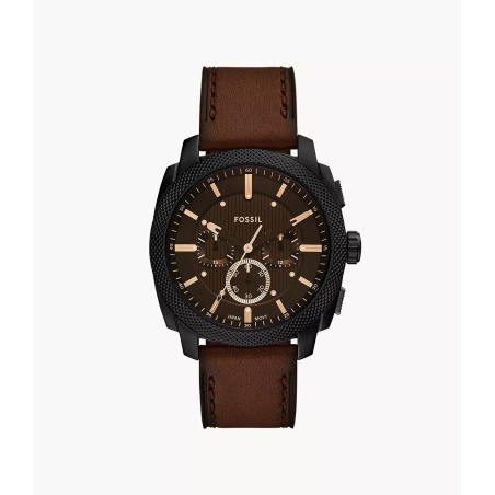 Fossil - Montre Homme  Machine marron cuir - ref FS6101