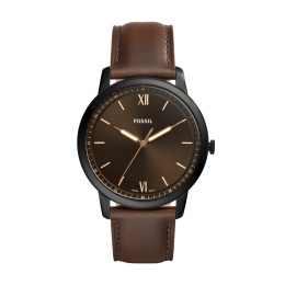Fossil - Montre Homme  Minimalist marron bracelet cuir - ref FS5551