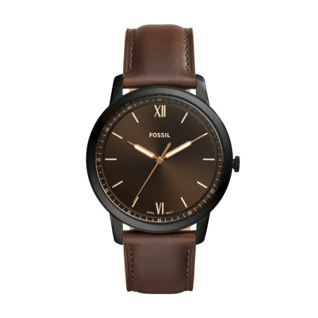 Fossil - Montre Homme  Minimalist marron bracelet cuir - ref FS5551