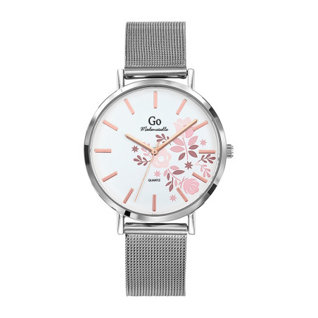 Girl Only - Montre Femme  blanche à motif fleurs - ref 695910