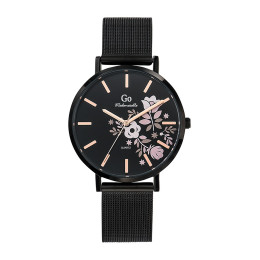 Girl Only - Montre Femme  noire à motif fleurs - ref 695912