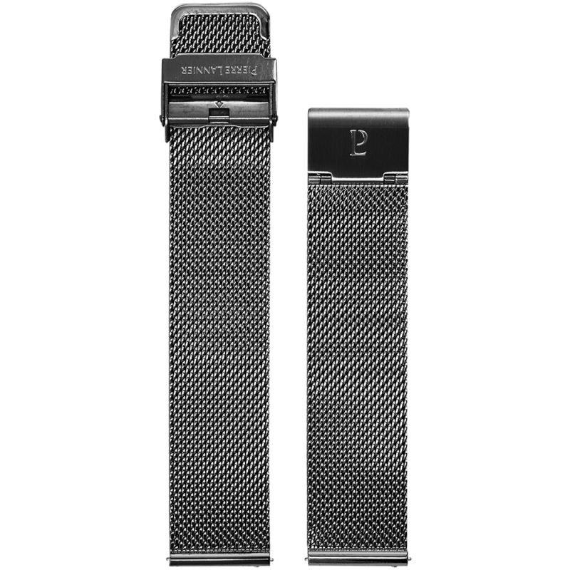Pierre Lannier - Montre Homme Bracelet  acier milanais noir 20 mm - ref BRA011A2033