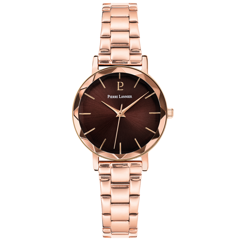 Pierre Lannier - Montre Femme Coffret  Multiples marron bracelet chaîne à perles naturelles Tallia - ref 175F988