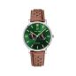 Pierre Lannier - Montre Homme Coffre  Essential verte cuir marron - ref 387D174