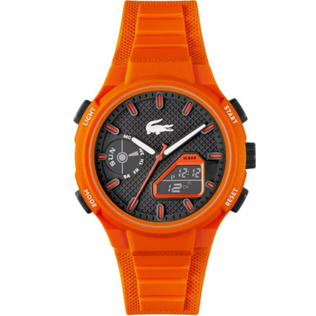 Lacoste - Montre Homme  LC33 noire bracelet silicone orange - ref 2011369