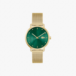 Lacoste - Montre Homme  Crocorigin verte bracelet acier doré - ref 2001356